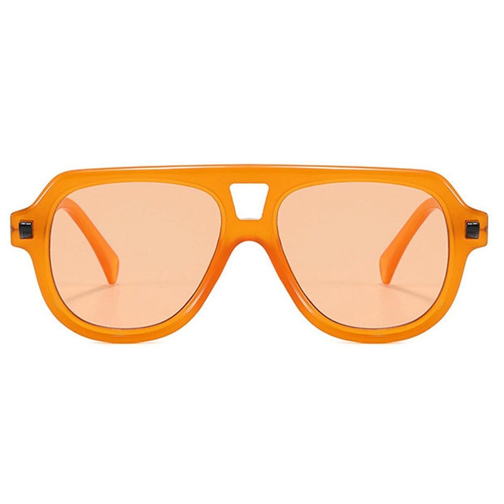 9068 Retro Double Bridges Pilot Rivets Sunglasses Fashion Clear Gradient